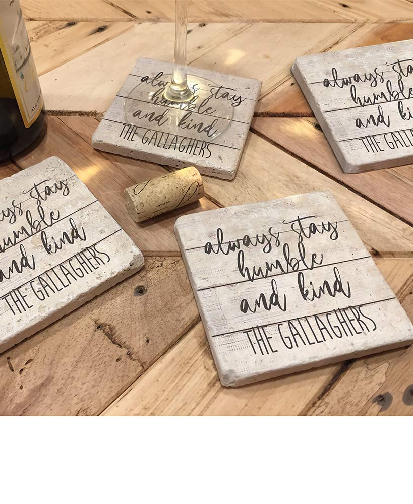 Personalized Travertine Stone Coaster Sets