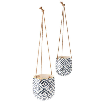 Sets of 2 Hanging Ceramic Planters