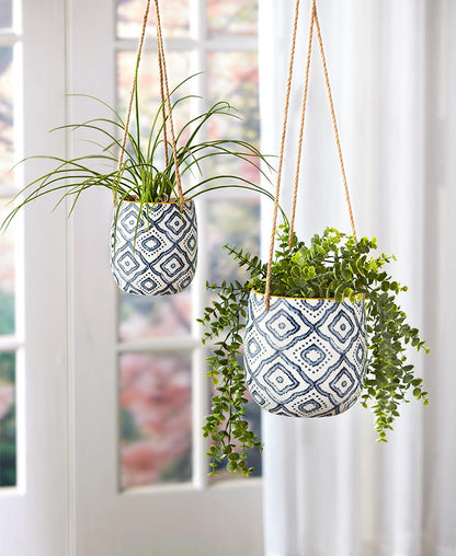 Sets of 2 Hanging Ceramic Planters