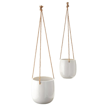 Sets of 2 Hanging Ceramic Planters