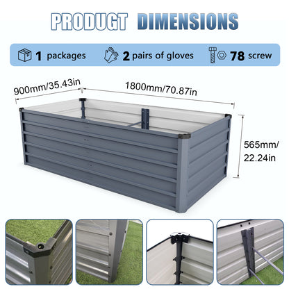 6x3x2ft Large Raised Garden Bed, Gray Rectangular Galvanized Metal Outdoor Planter with 269 Gallon Capacity and Deep Root Design, Ideal for Growing Vegetables, Flowers and Herbs - image 5