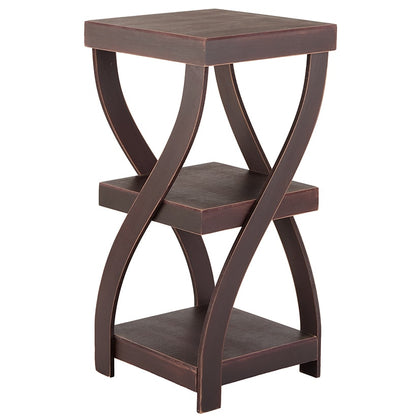 Distressed Twisted Wood Accent Table-Gray, White, Black, or Walnut