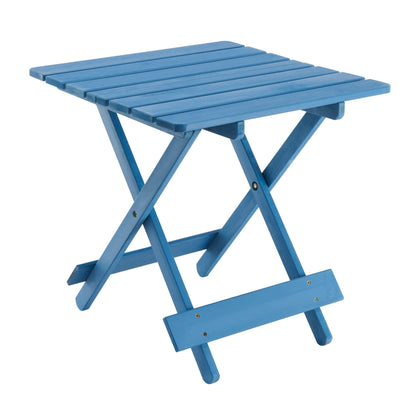 Folding Square Table Patio Outdoor solid wood Table for Backyard, Balcony, Portable Design Space-Saving Blue Color - image 12