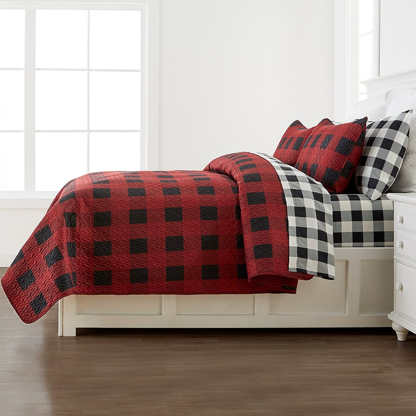 Buffalo Check Full/Queen Quilt Set#select-color_black/red