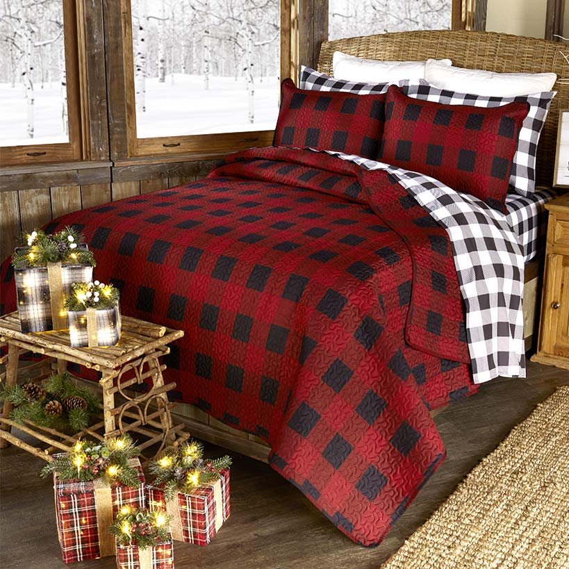 Buffalo Check Full/Queen Quilt Set#select-color_black/red