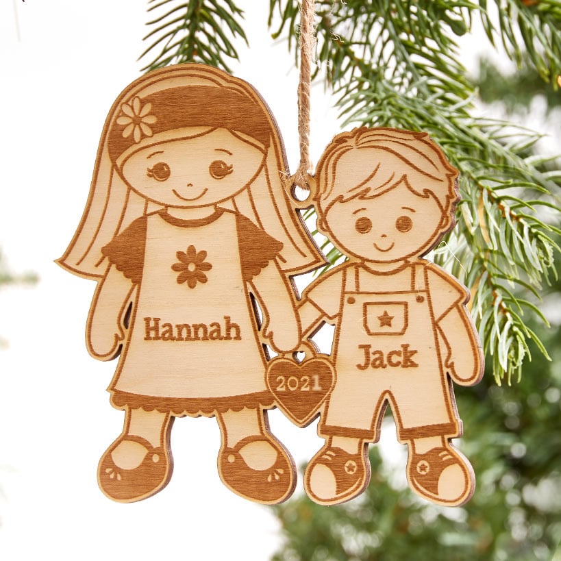 Personalized Christmas Siblings Ornament