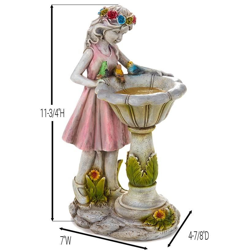 Solar Girl Bird Bath with LED Lights