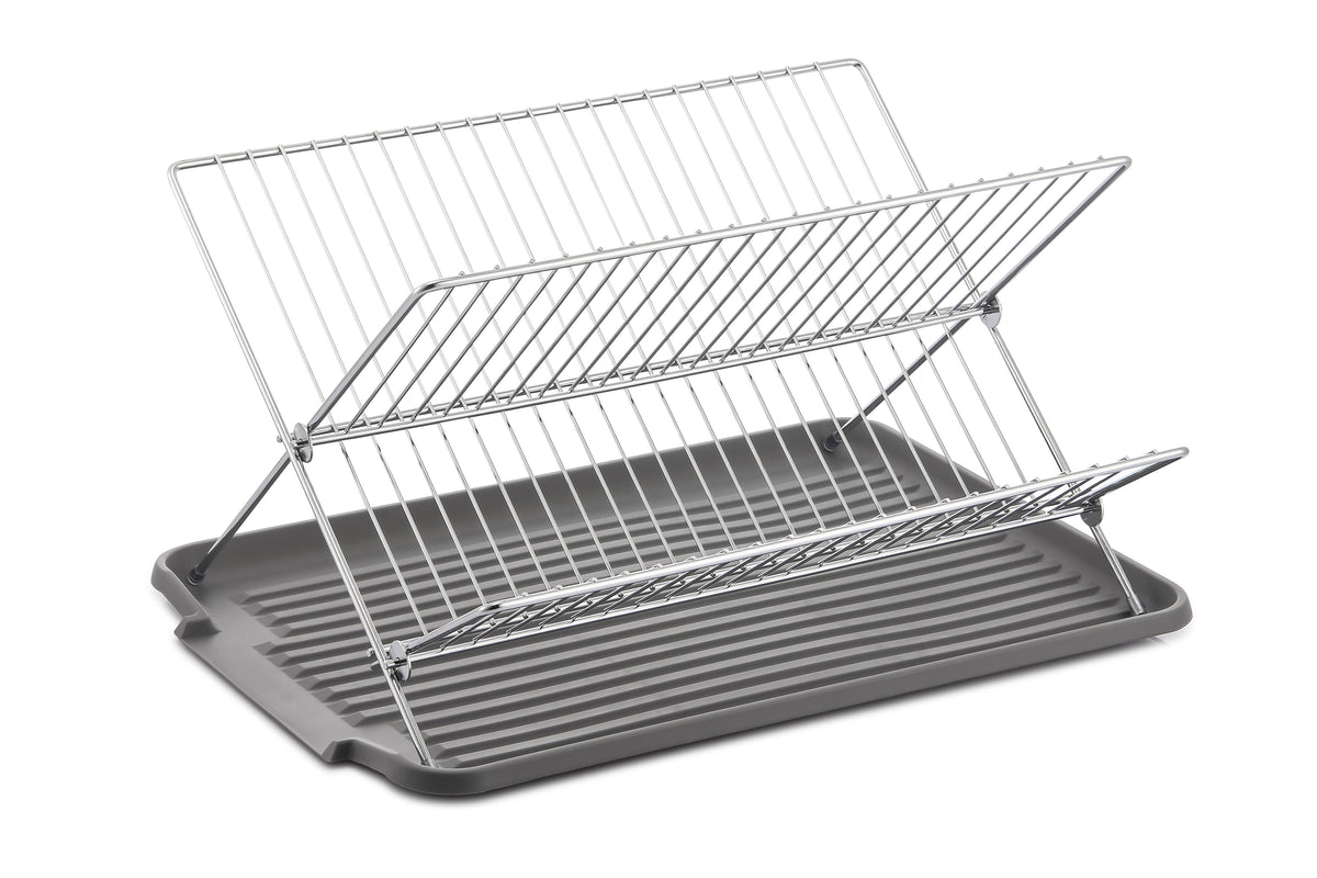17 Inch X Shaped Stainless Steel 2-Tier Dish Rack for Kitchen Counter