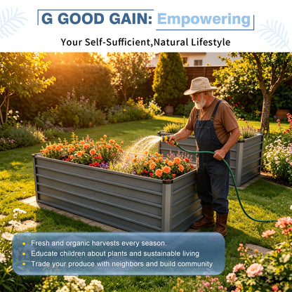 6x3x2ft Large Raised Garden Bed, Gray Rectangular Galvanized Metal Outdoor Planter with 269 Gallon Capacity and Deep Root Design, Ideal for Growing Vegetables, Flowers and Herbs - image 2