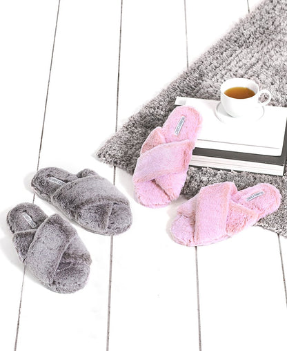 Plush Crisscross Slides