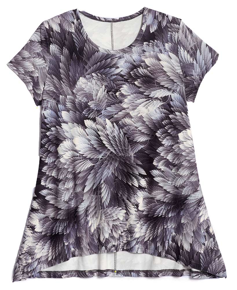 Super-Soft Sharkbite Feather Printed Tunic