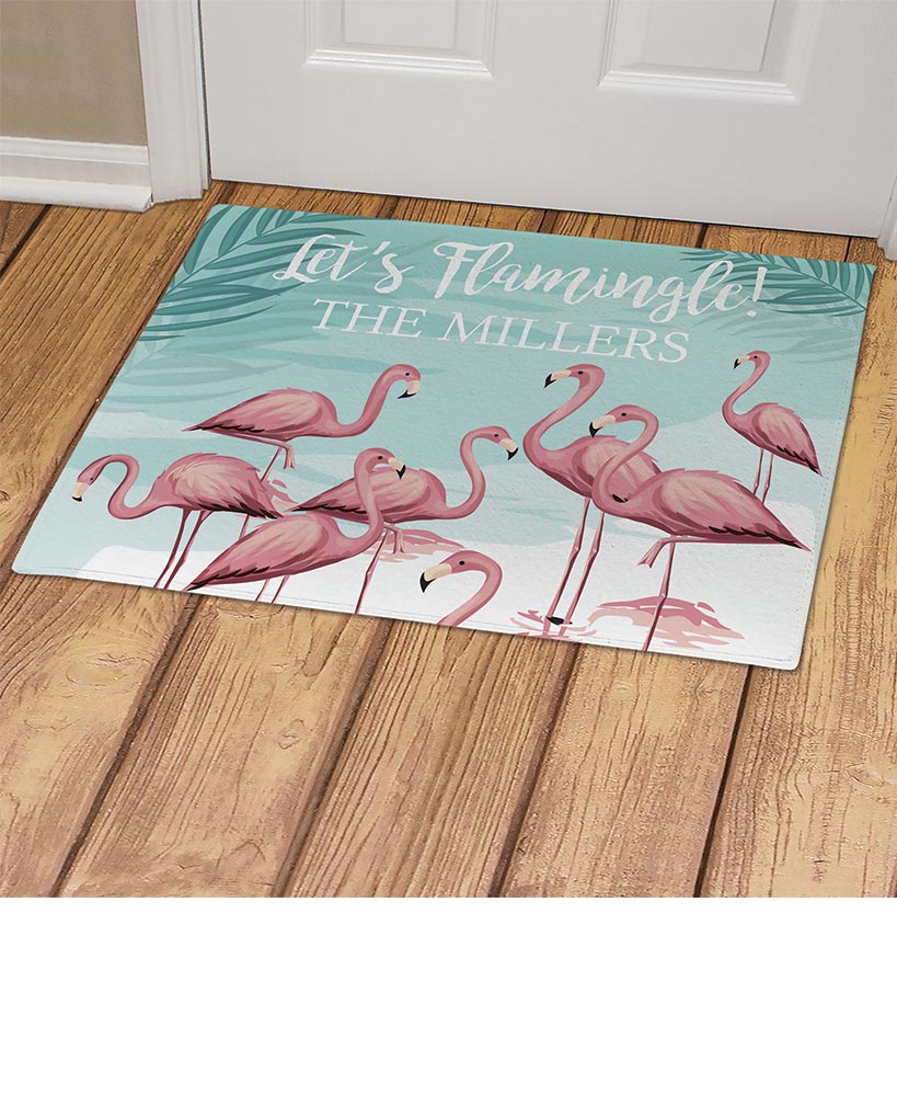 Personalized Flamingo Doormat or Garden Flag