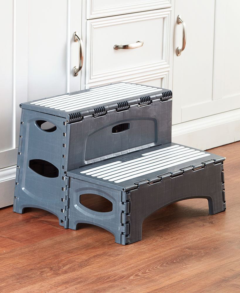 Folding 2-Step Stool for Adults, Non-Slip Collapsible 300 LBS. Capacity