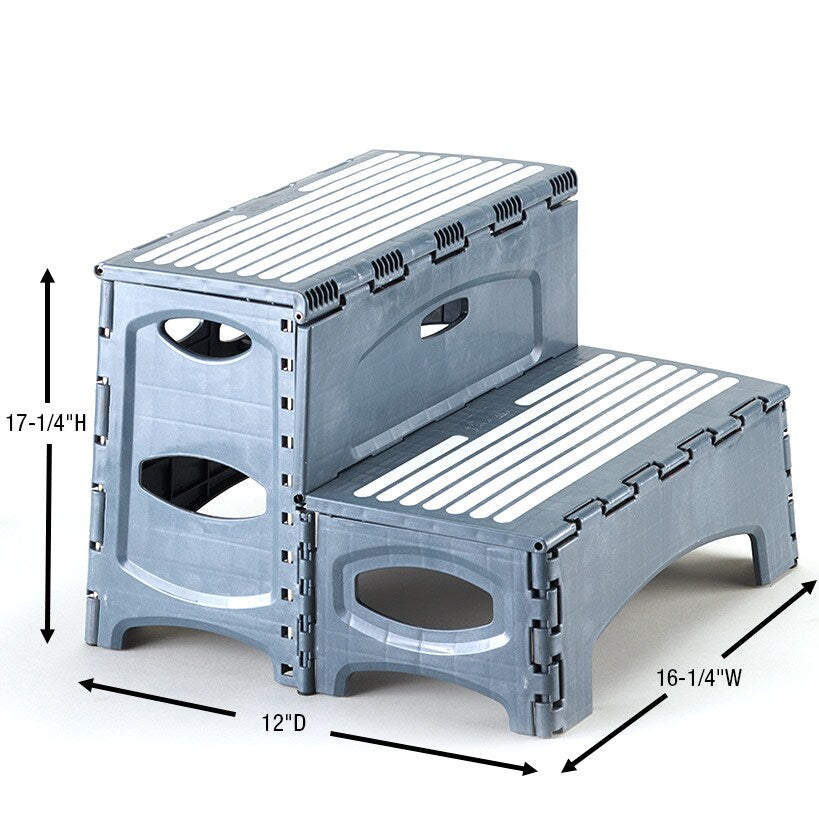 Folding 2-Step Stool for Adults, Non-Slip Collapsible 300 LBS. Capacity