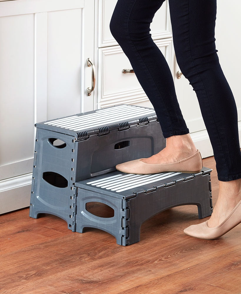 Folding 2-Step Stool for Adults, Non-Slip Collapsible 300 LBS. Capacity