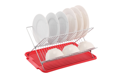 17 Inch X Shaped Stainless Steel 2-Tier Dish Rack for Kitchen Counter