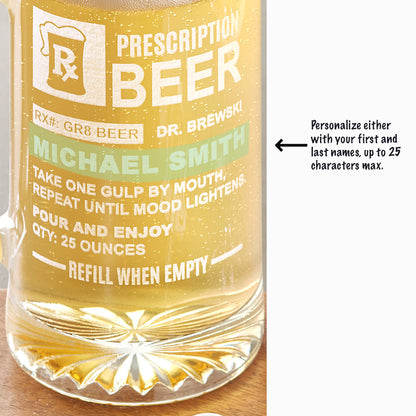 Personalized Prescription Wine Glass or Beer Mug