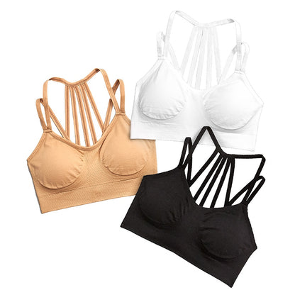 Sets of 3 Strappy-Back Padded Bralettes