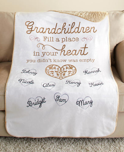 Personalized Grandchildren Sherpa Throw or Pillow