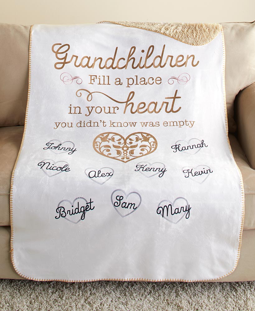 Personalized Grandchildren Sherpa Throw or Pillow