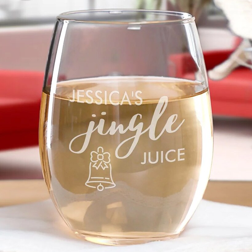Personalized Christmas Themed Wine Glasses#select-wine-glass_jingle-juice