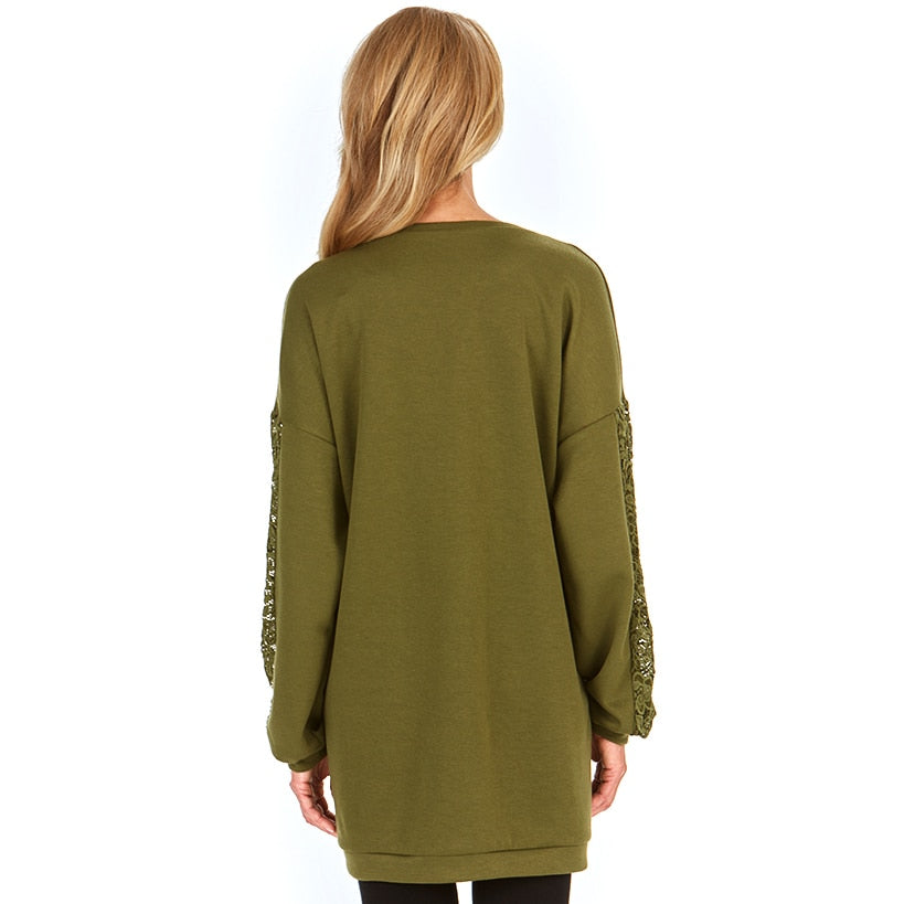 Sweatshirt Tunics with Lace Sleeves