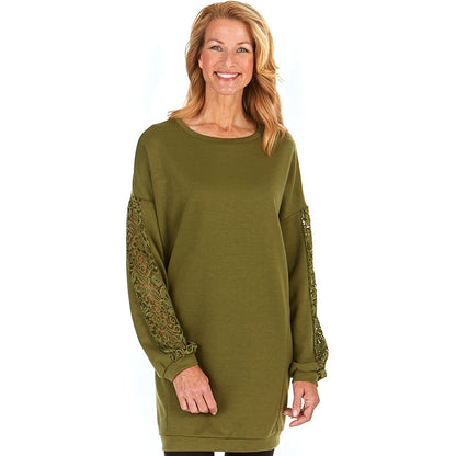 Sweatshirt Tunics with Lace Sleeves
