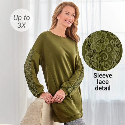 Sweatshirt Tunics with Lace Sleeves