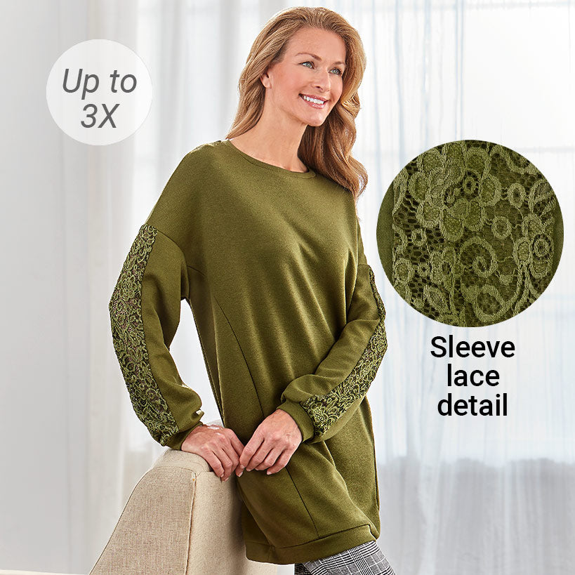 Sweatshirt Tunics with Lace Sleeves