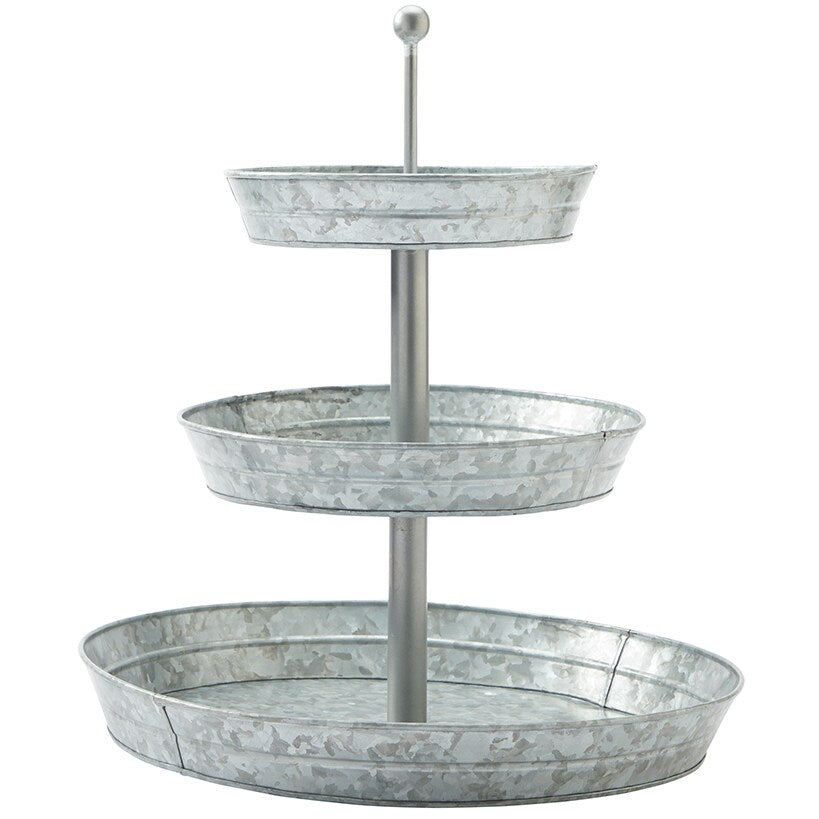 Galvanized Silver Metal Tabletop Serving Collection Tray or Caddy#select-style_3-tier-serving-tray