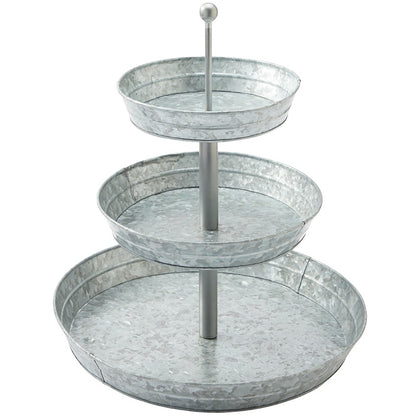 Galvanized Silver Metal Tabletop Serving Collection Tray or Caddy