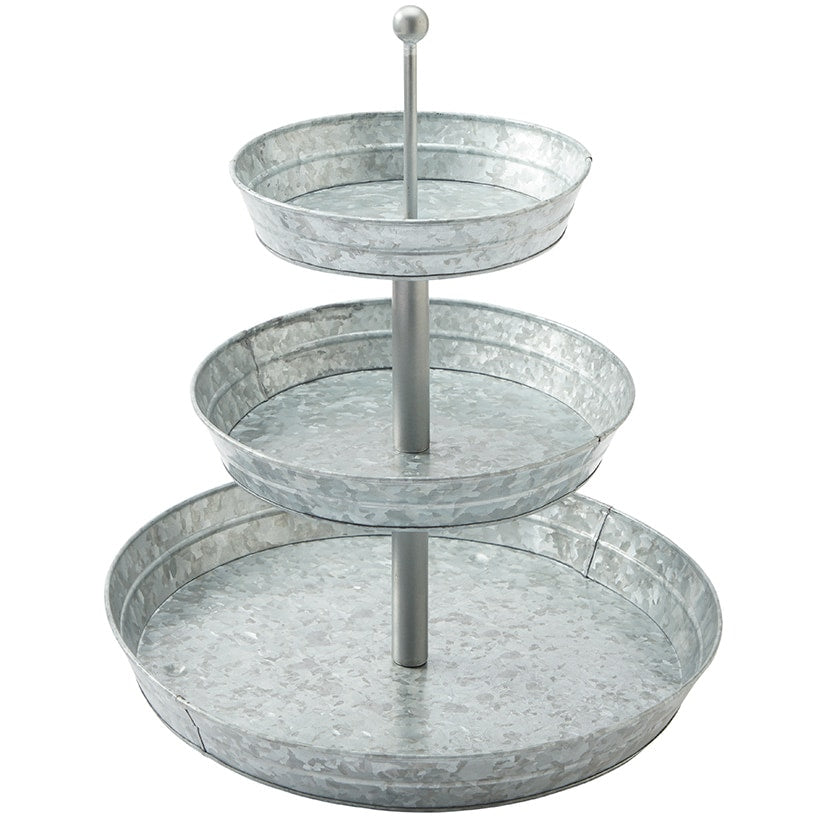 Galvanized Silver Metal Tabletop Serving Collection Tray or Caddy