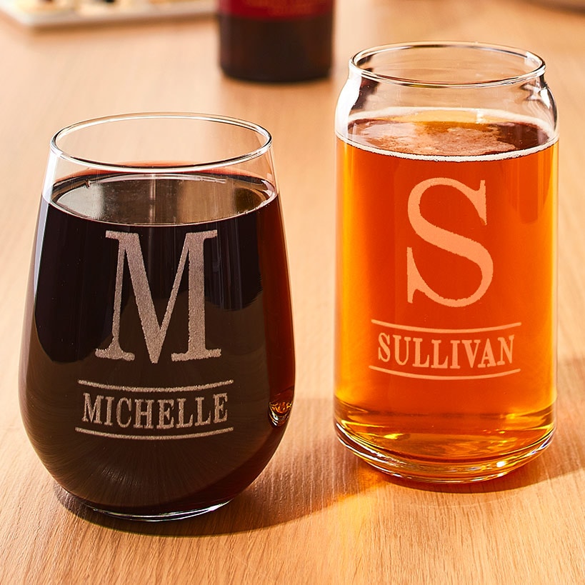 Personalized Etched Wine or Beer Glass