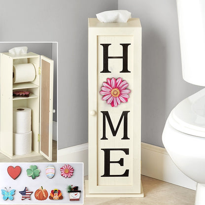 Toilet Paper Cabinet with Interchangeable Holiday Icons