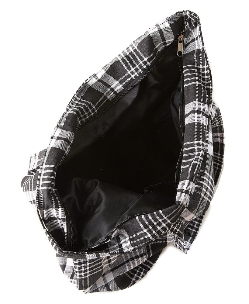 Monogram Plaid Tote Bag with Pockets#select-monogram_t