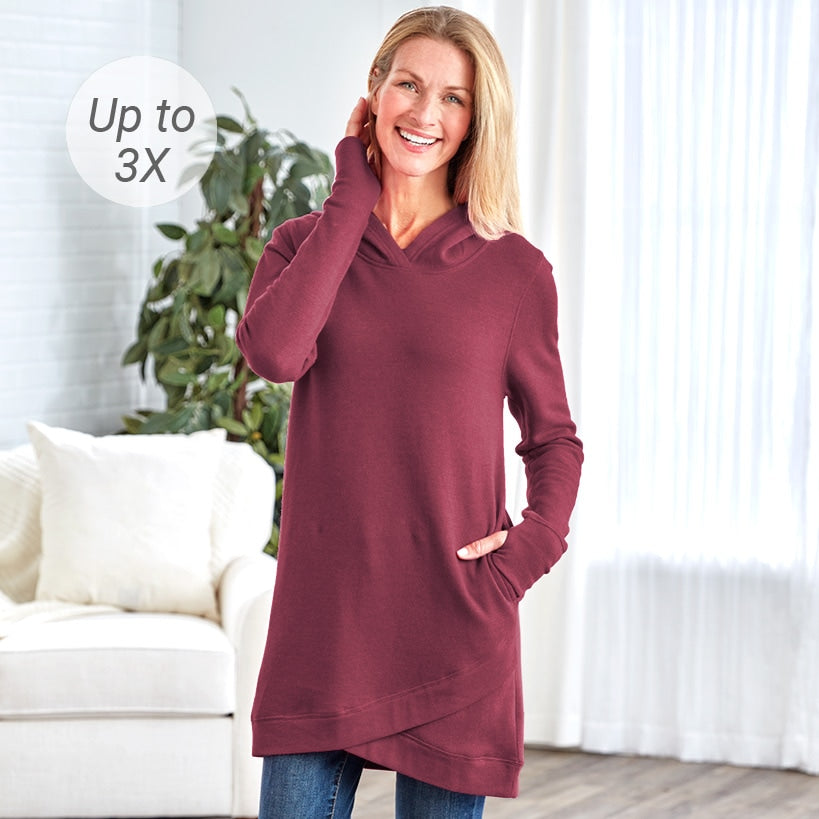 Fleece Hooded Crossover Tunics