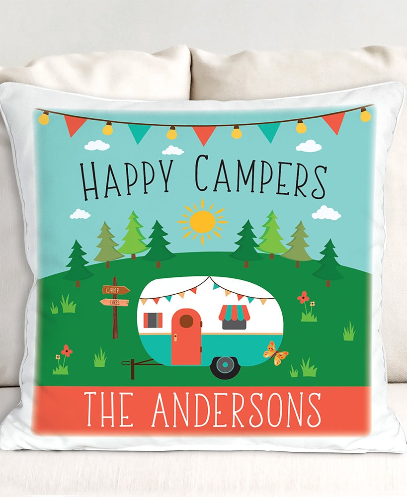 Personalized Happy Campers Sherpa Throw or Pillow