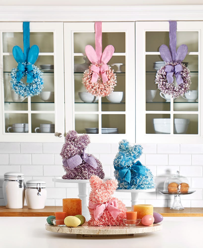 Easter Bunny Cabinet Wreath Or Flower Figure - Blue, Pink, Or Purple