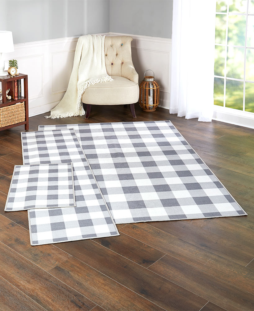 Gray Buffalo Check Nonslip Area Rug