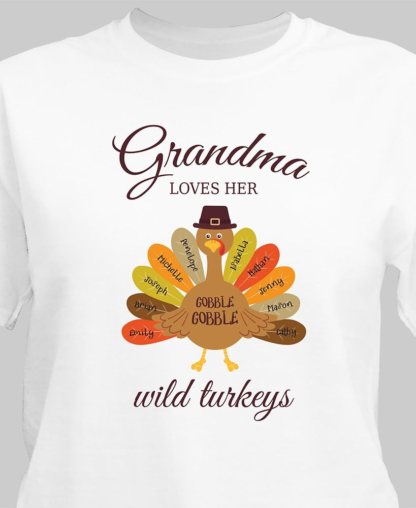 Personalized Thanksgiving Wild Turkeys T-Shirt
