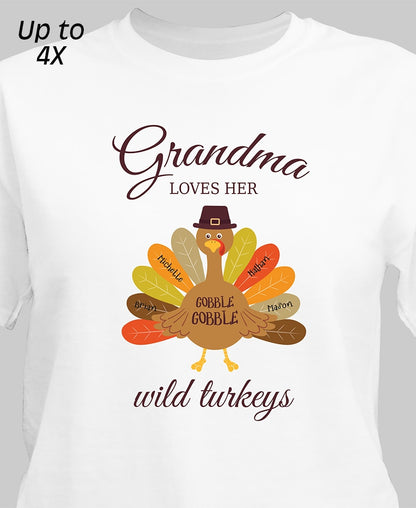 Personalized Thanksgiving Wild Turkeys T-Shirt