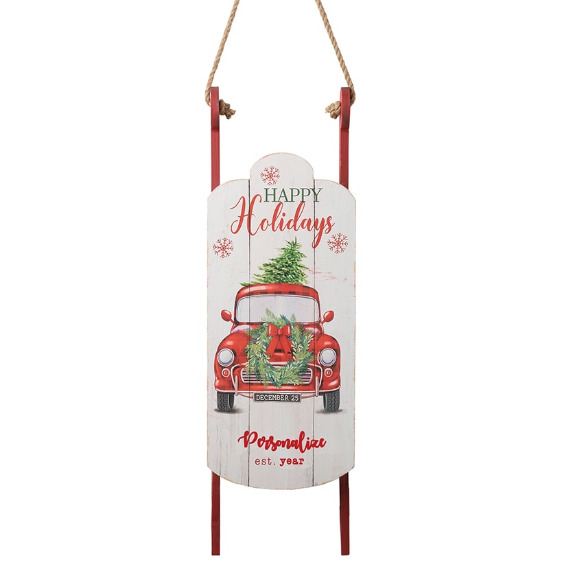 Personalized Red Truck Sled Decor