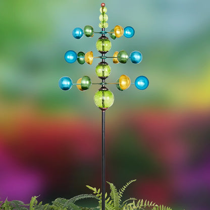 Bright Metallic Garden Wind Spinners Green Or Blue