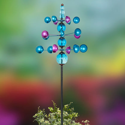 Bright Metallic Garden Wind Spinners Green Or Blue
