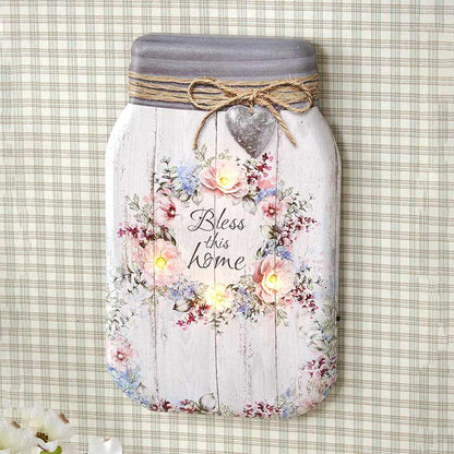 Lighted Canvas Mason Jar Wall Art