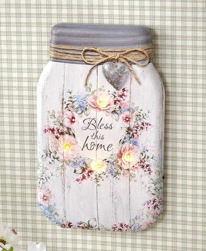 Lighted Canvas Mason Jar Wall Art