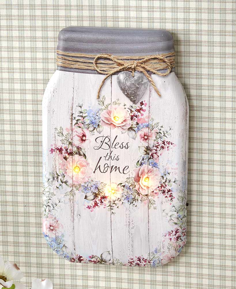 Lighted Canvas Mason Jar Wall Art