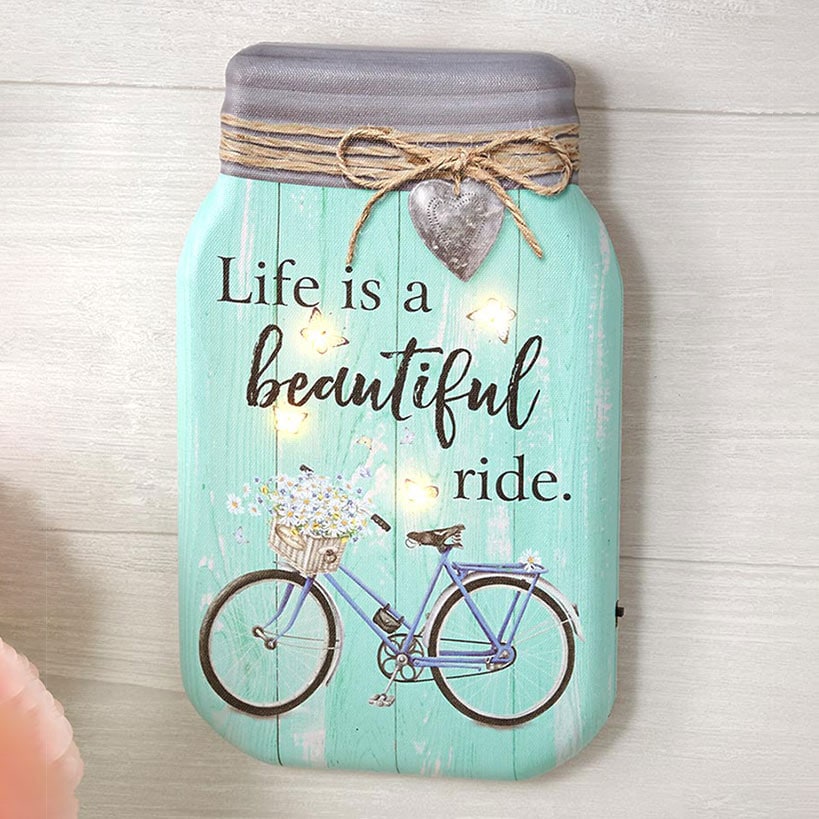 Lighted Canvas Mason Jar Wall Art