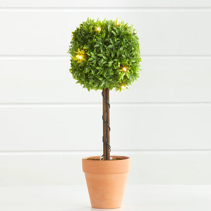 Lighted Faux Boxwood Topiaries or Wreath