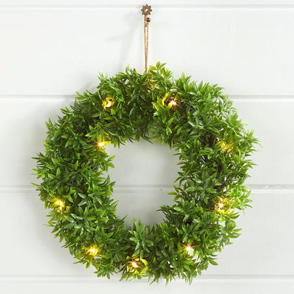 Lighted Faux Boxwood Topiaries or Wreath